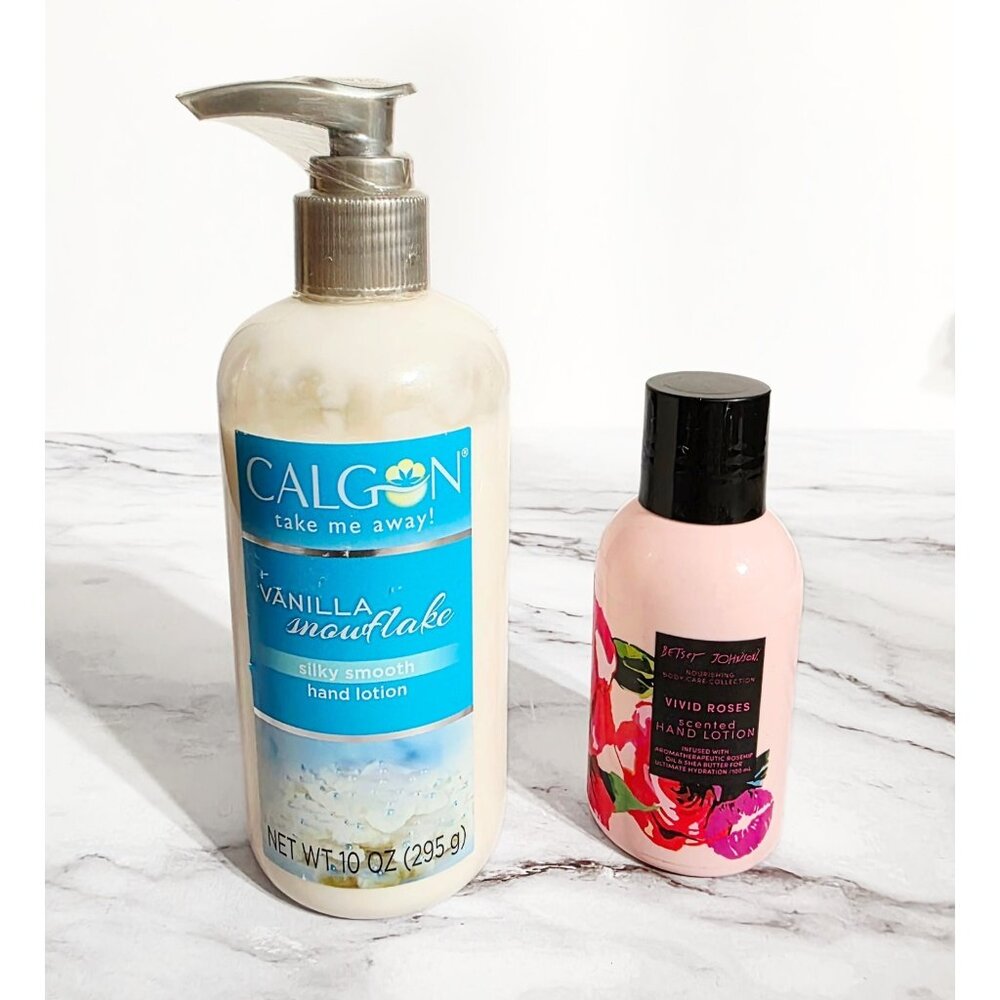 Lot Calgon Vanilla Snowflake Silky Smooth 10 FL oz -Betsey Johnson Hand Lotion